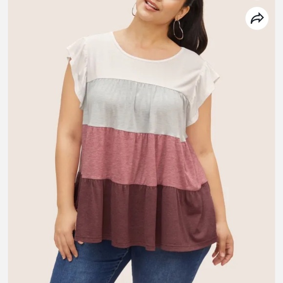 BloomChic Plus Size 2XL Color Block Contrast Cap Sleeve Tank Top us18-20 - Picture 1 of 8